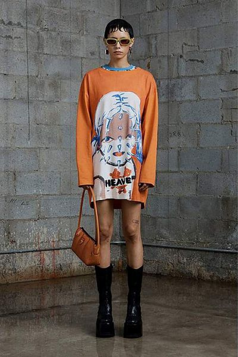 Orange / Multicolor Heaven Marc Jacobs Spike Longsleeve T Shirts | 41572BPGF